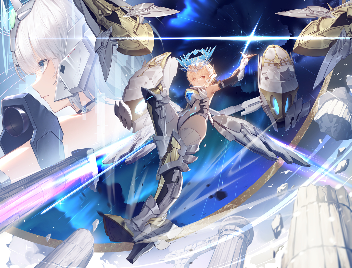 This is a pixiv picture whose title is 裁きの剣は蒼穹から舞い降りる！.