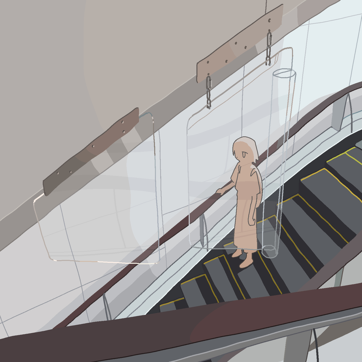 This is a pixiv picture whose title is エスカレーター.