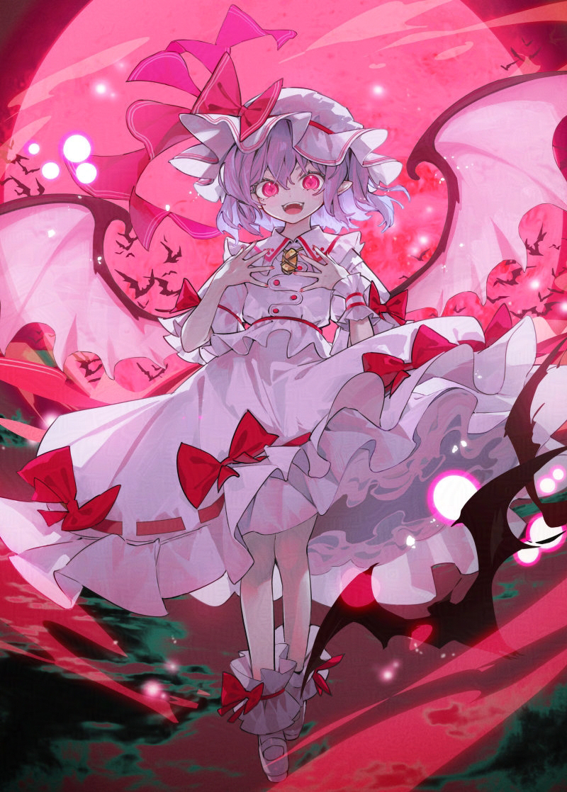 This is a pixiv picture whose title is 永遠に紅い幼き月 レミリア　『ヴァイスシュヴァルツ東方』.
