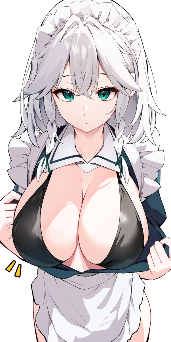 This is a pixiv picture whose title is ◯っぱいくらいなら平気で見せてくれる咲夜さん！.