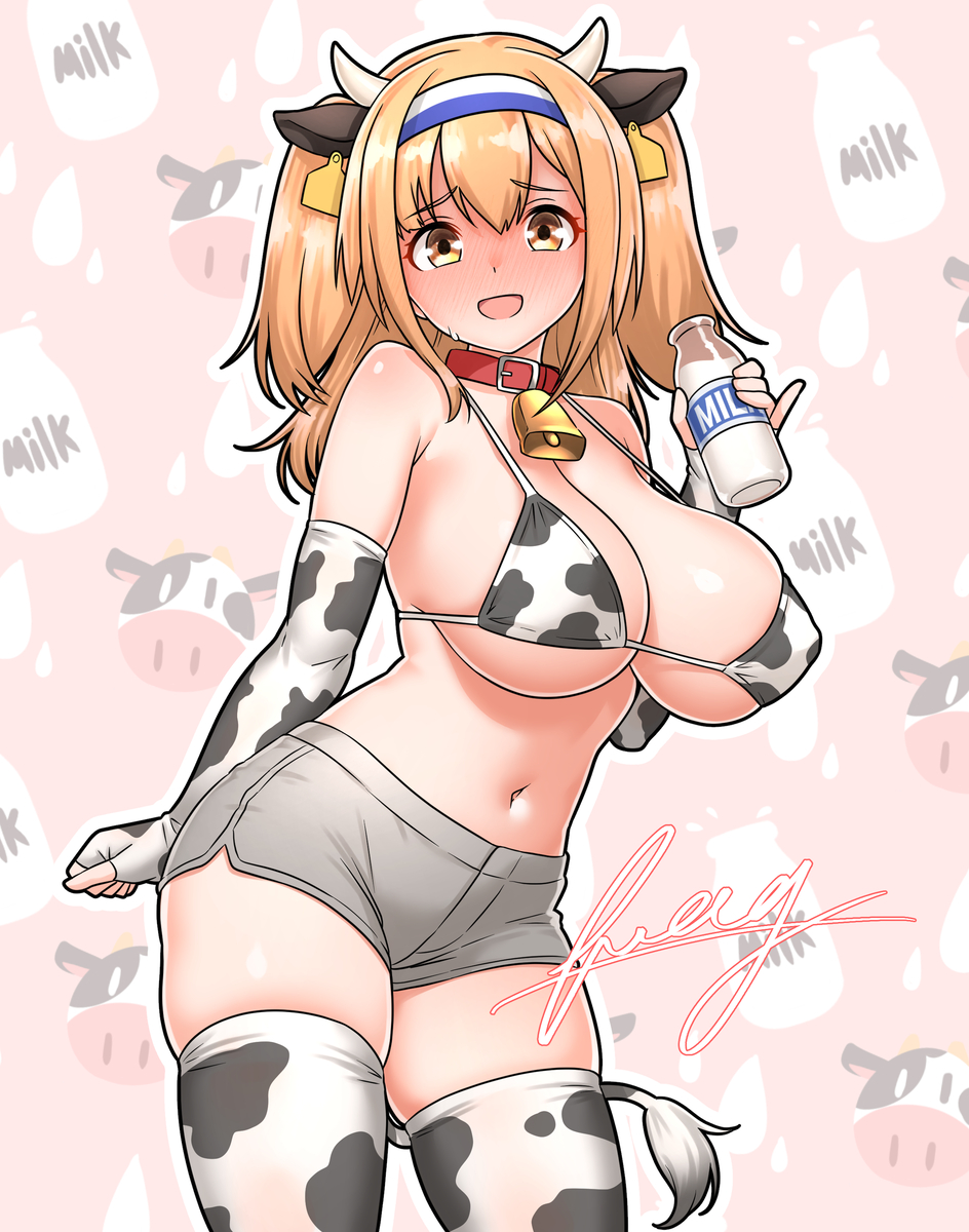 This is a pixiv picture whose title is 牛娘ニム.
