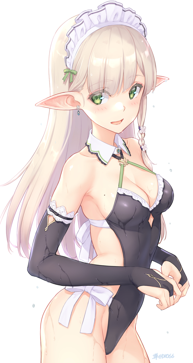 This is a pixiv picture whose title is メイド水着エルフ.