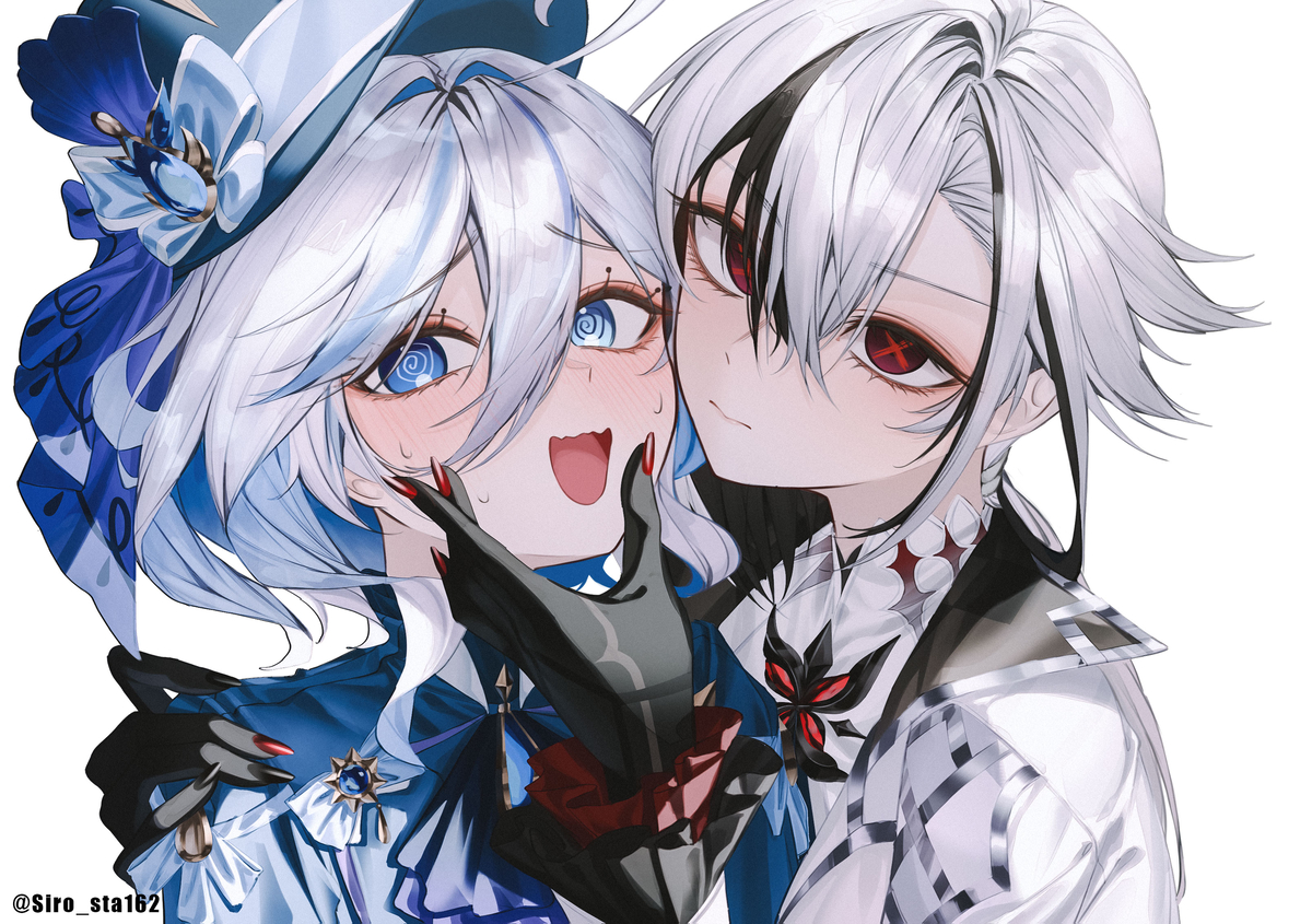 This is a pixiv picture whose title is Furina&Arlecchino.