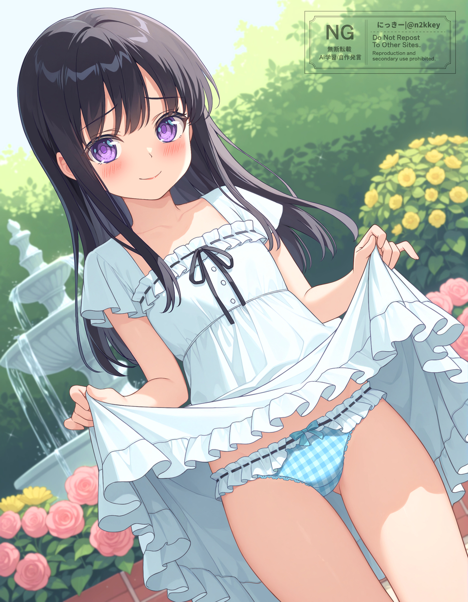 This is a pixiv picture whose title is たくし上げ黒髪清楚ちゃん.