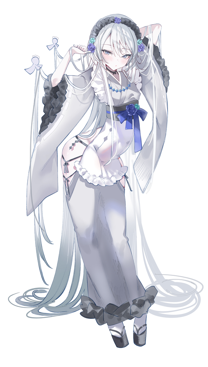 This is a pixiv picture whose title is 和服メイドクオン.