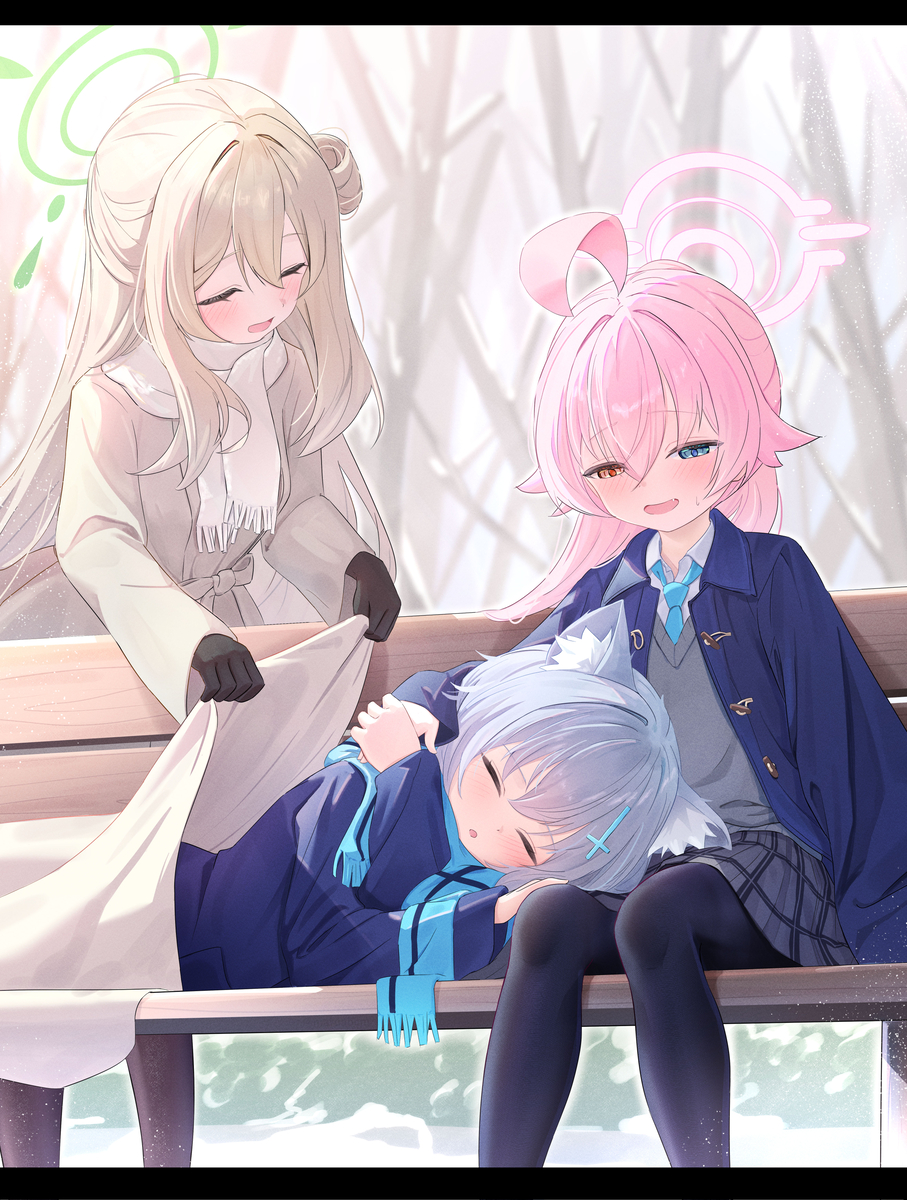 This is a pixiv picture whose title is ノノミ、シロコ、ホシノ.