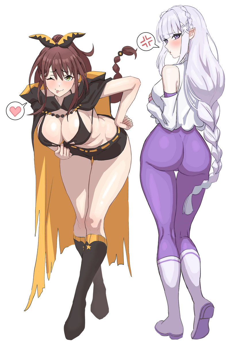 This is a pixiv picture whose title is 夏乌拉&爱蜜莉雅.
