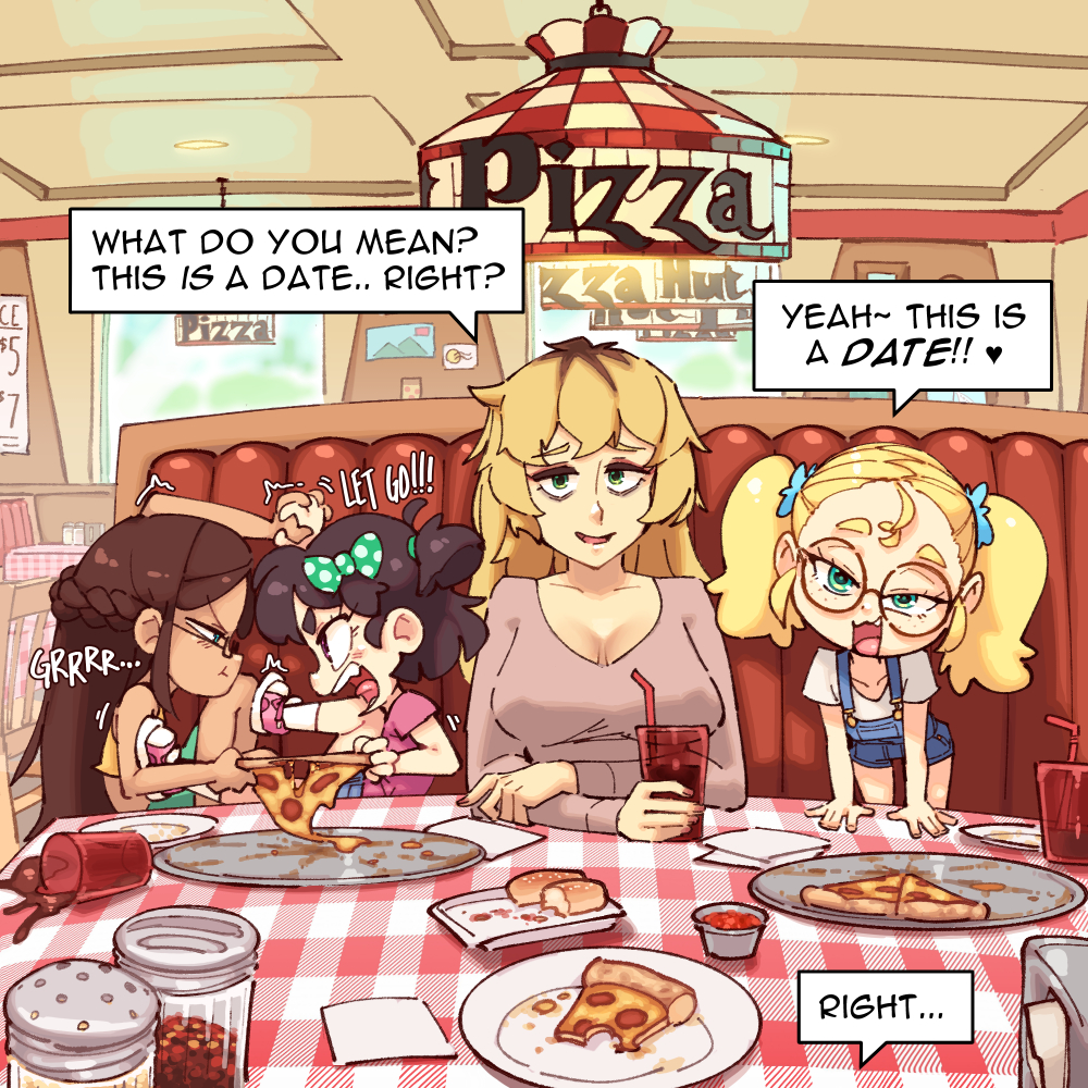This is a pixiv picture whose title is Girl Scouts 2 - Pizza Date.