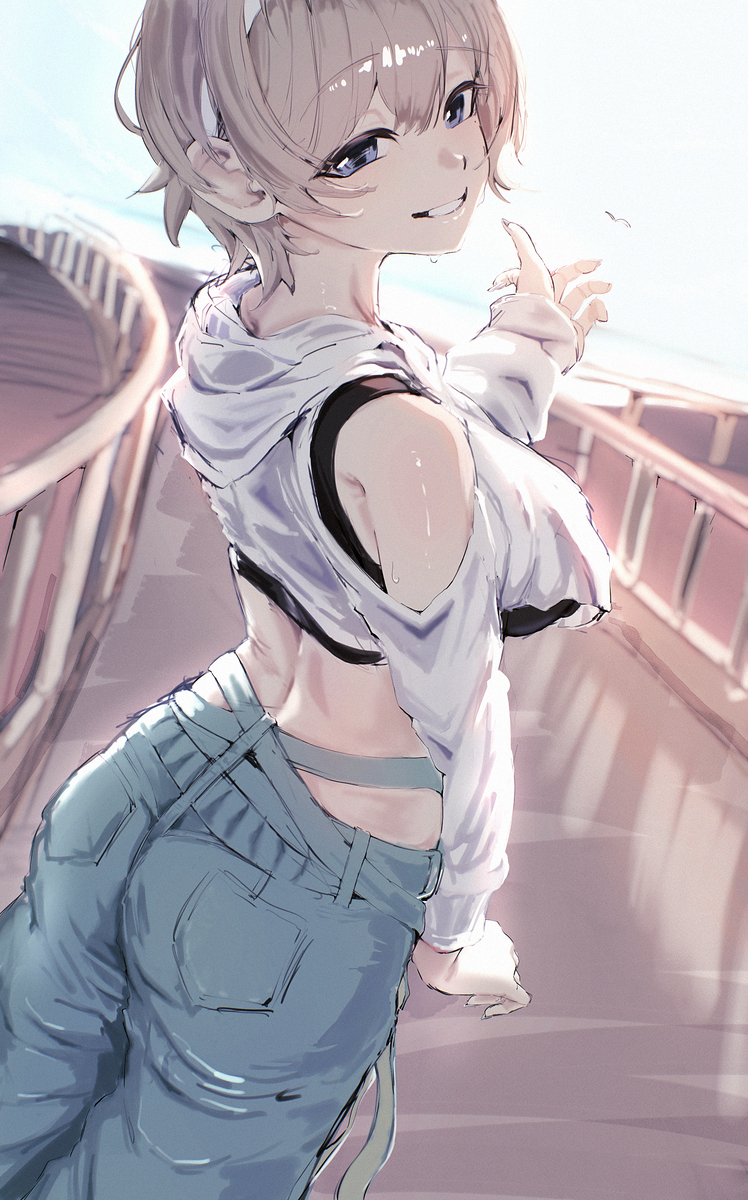 This is a pixiv picture whose title is “Wanna walk around?”.