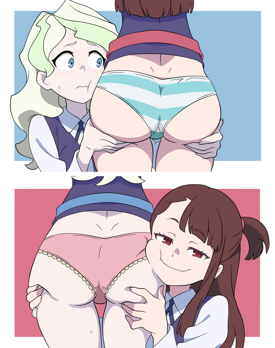 This is a pixiv picture whose title is Akko & Diana butt.