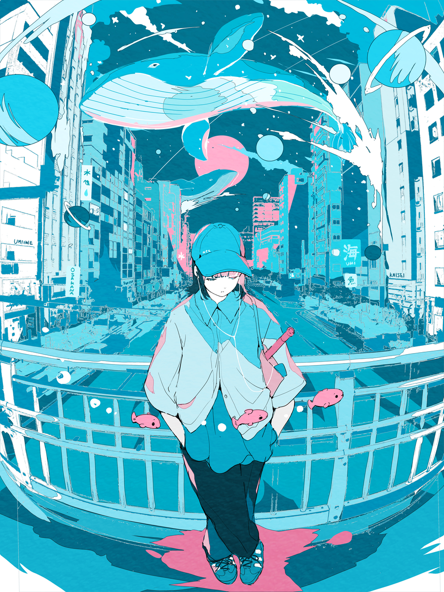 This is a pixiv picture whose title is 東京都幻想区・海星町中央通り-夜。.