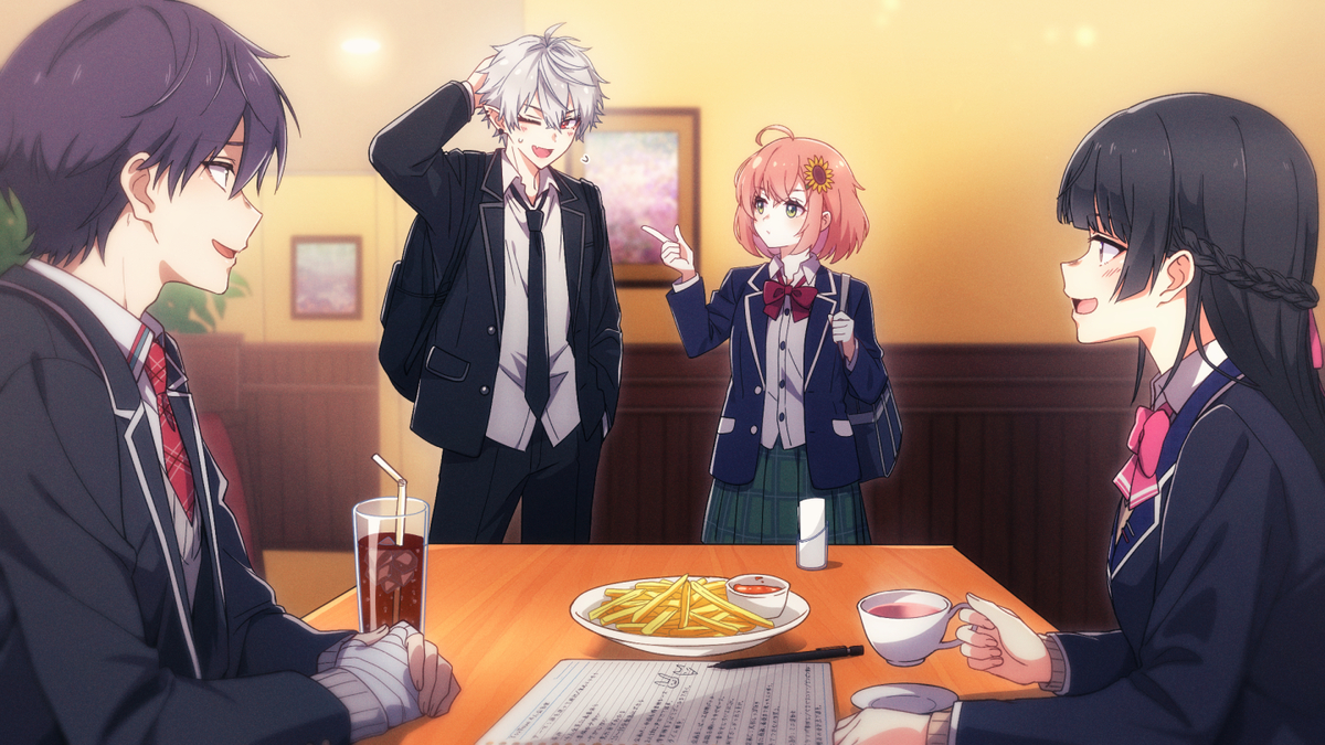 This is a pixiv picture whose title is 放課後、いつものファミレスに集合.
