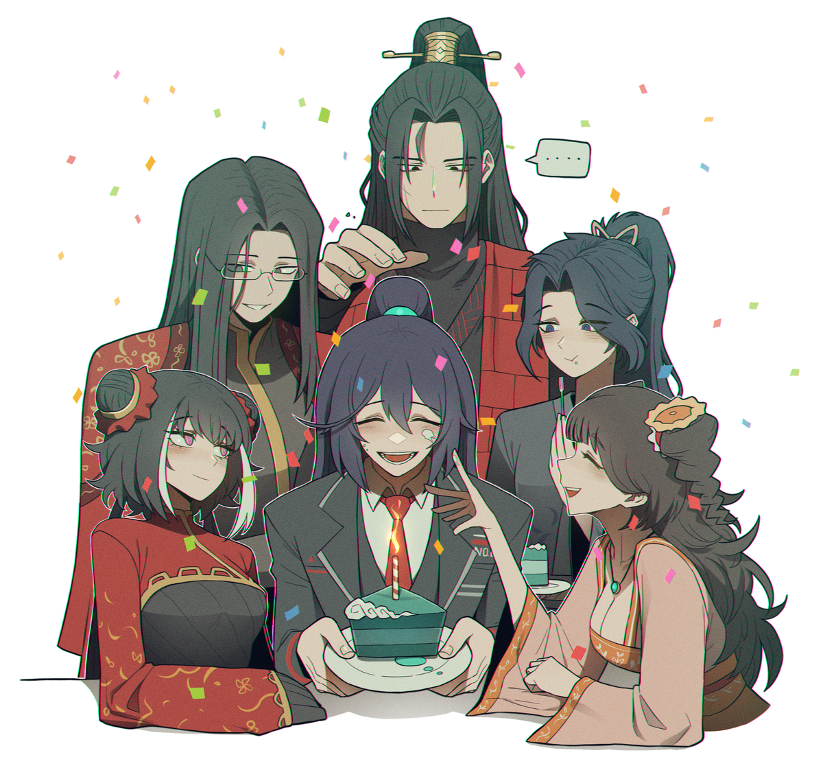 This is a pixiv picture whose title is 홍루 생일.