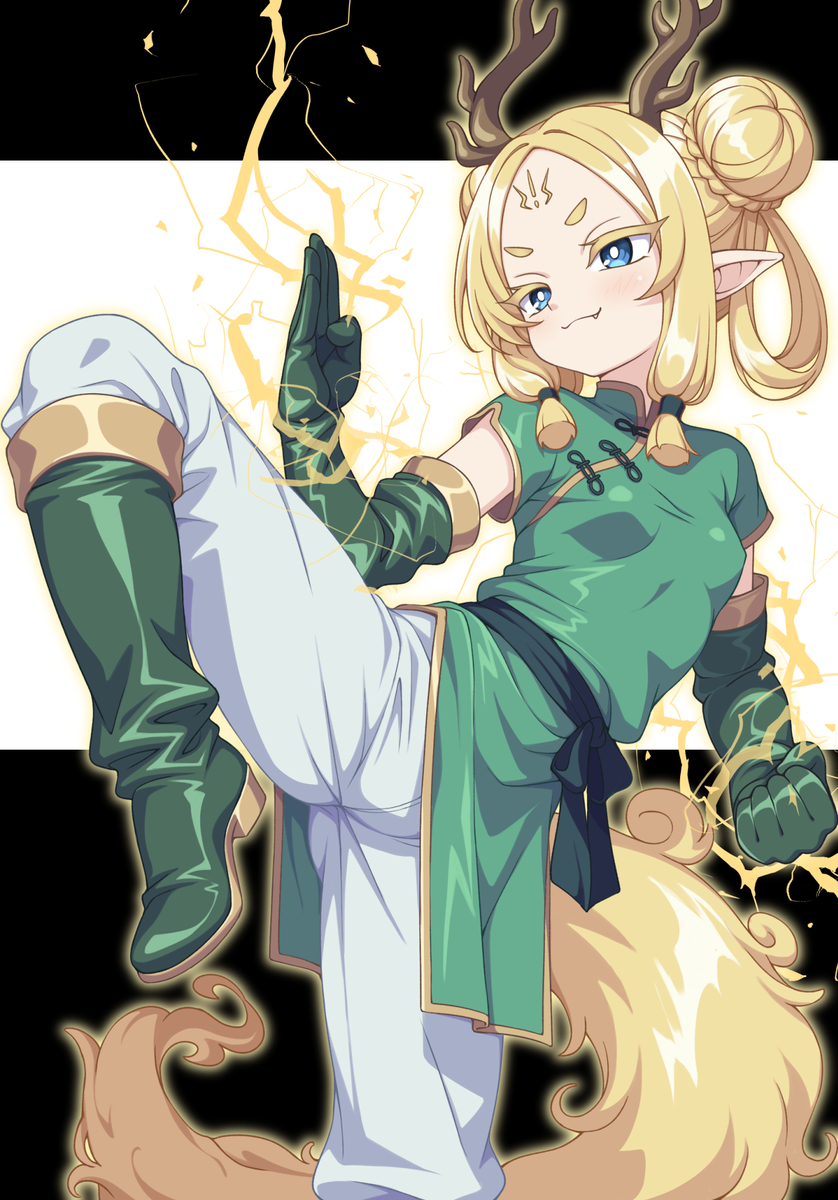 This is a pixiv picture whose title is 【オリキャラ】麟 金花(リン ジンファ).