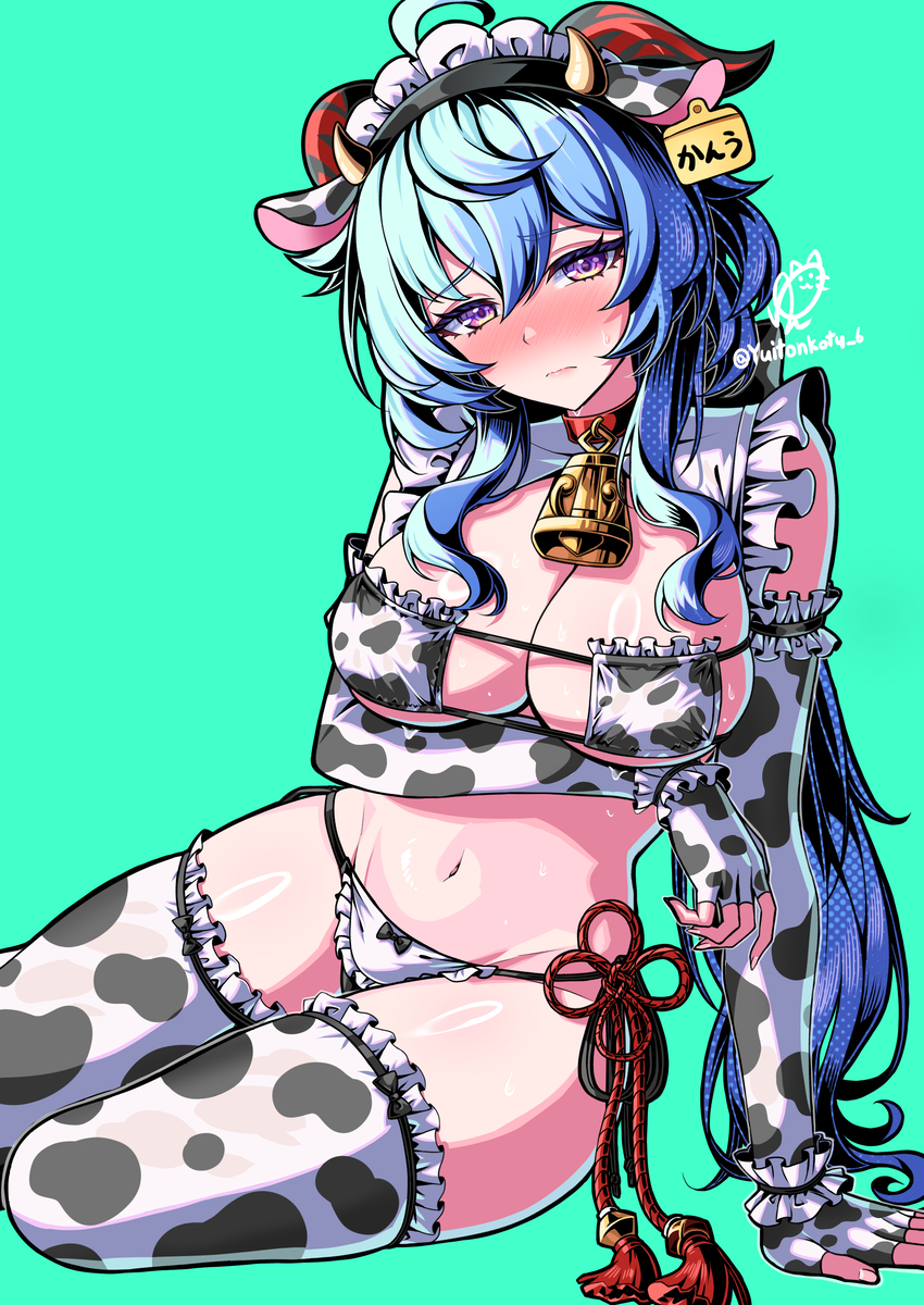 This is a pixiv picture whose title is 牛柄ビキニ×甘雨.