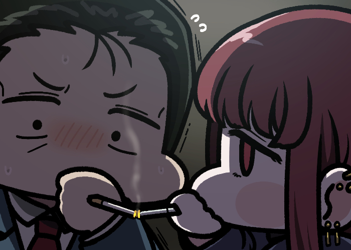 This is a pixiv picture whose title is スーパーの裏でヤニ吸うふたり.