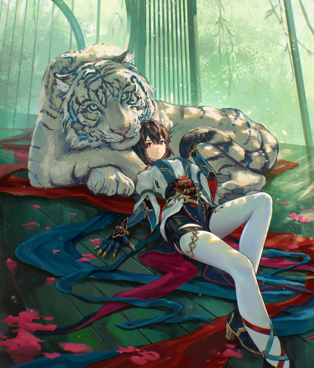 This is a pixiv picture whose title is 雪に虎.
