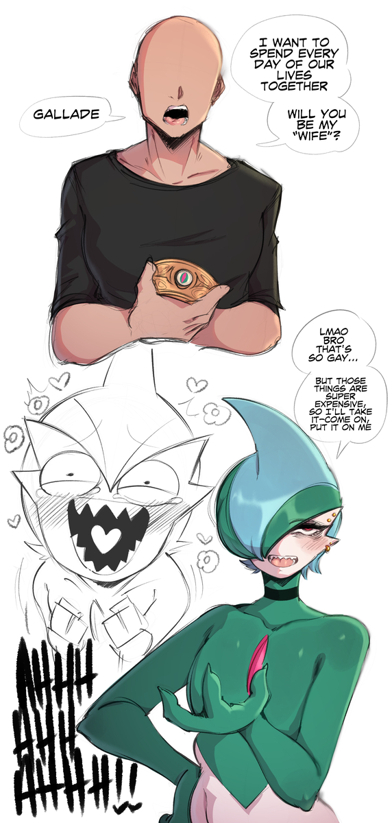 This is a pixiv picture whose title is Gallade X Proposal.