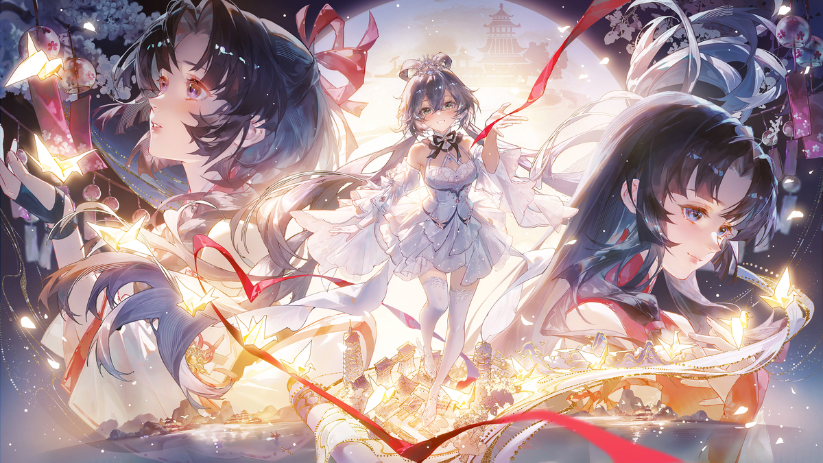 This is a pixiv picture whose title is 洛天依X胡桃.