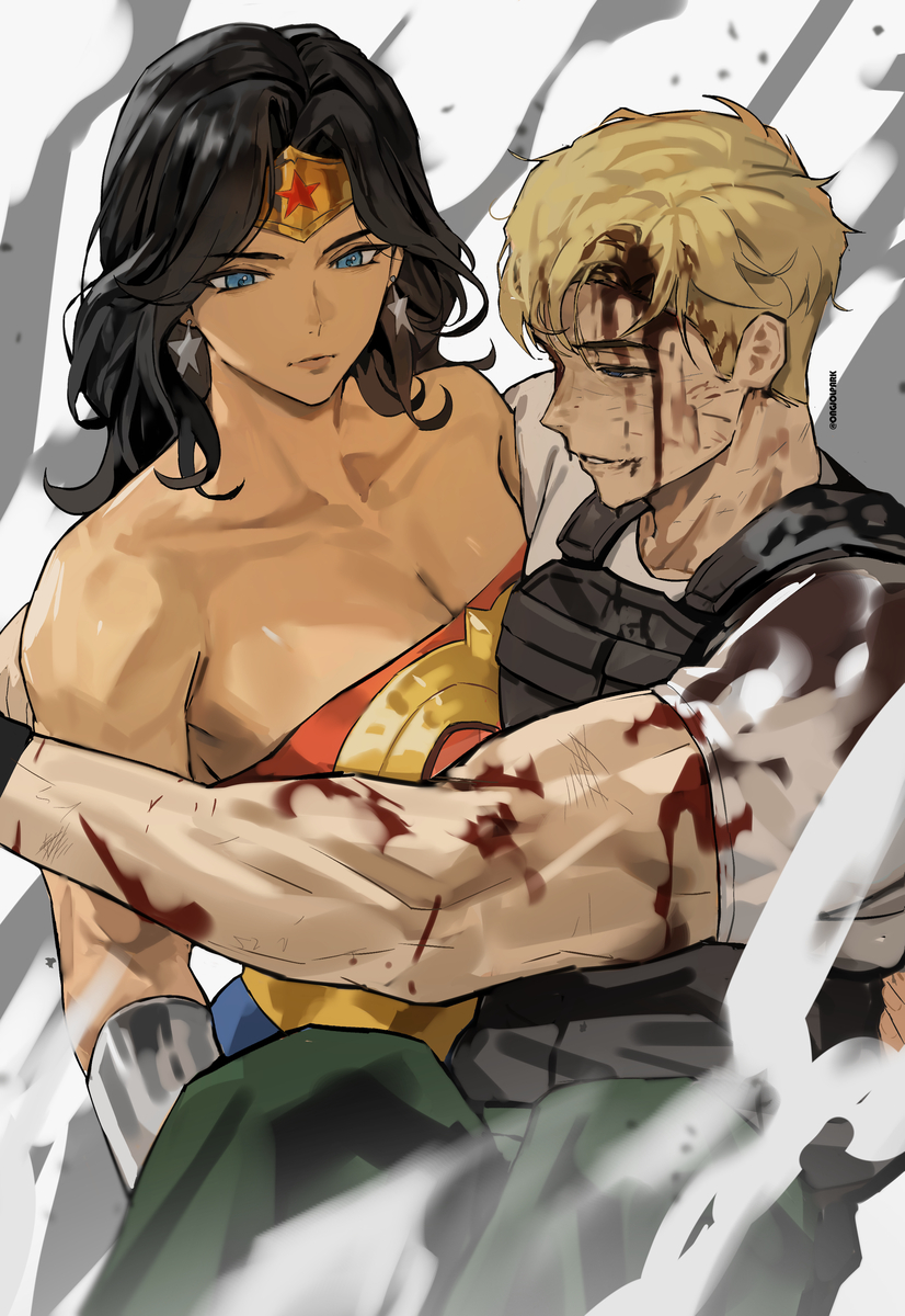 This is a pixiv picture whose title is wonderwoman and steve.