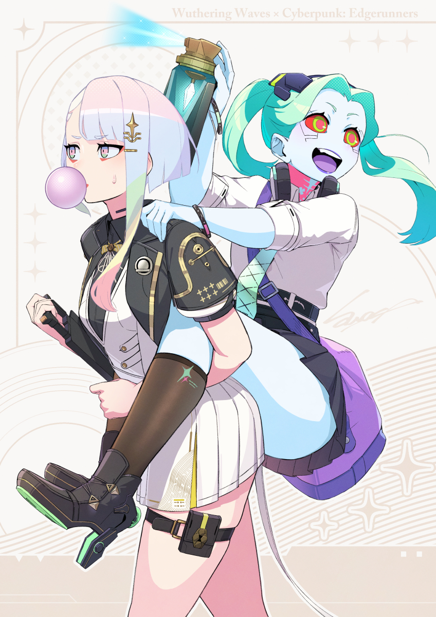 This is a pixiv picture whose title is WutheringWaves × Edgerunners 🌊✨🌕.