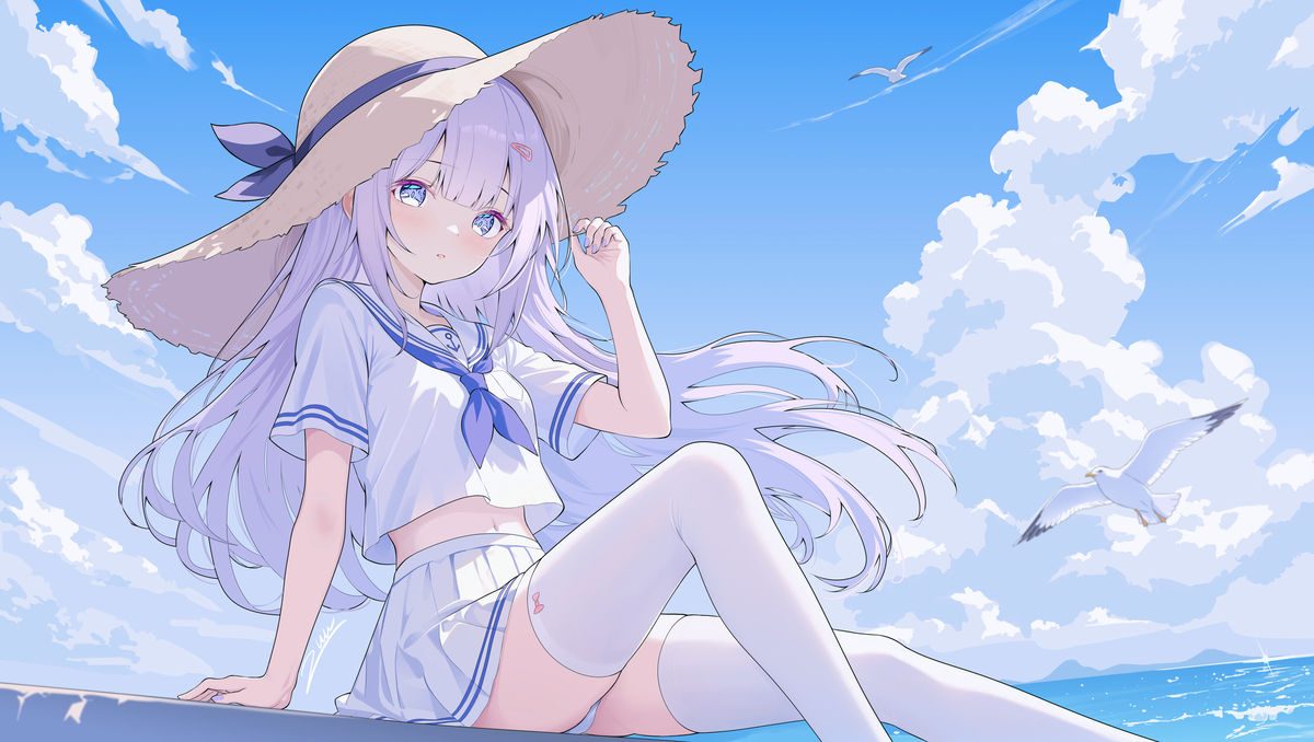 This is a pixiv picture whose title is 潮風の彼方へ.