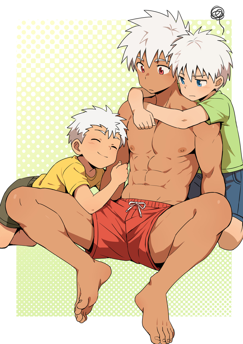 This is a pixiv picture whose title is Squabbling over big brother.