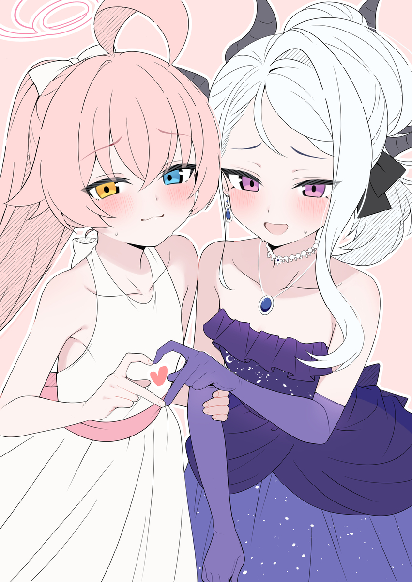 This is a pixiv picture whose title is おめかしホシノ＆ヒナ.
