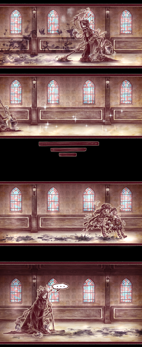This is a pixiv picture whose title is 끝없는 청소시간.