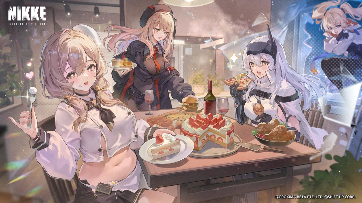 This is a pixiv picture whose title is 【NIKKE】 指揮官との新年ディナー.