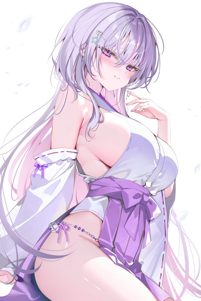This is a pixiv picture whose title is おっとりクールな巫女ギャル先輩.