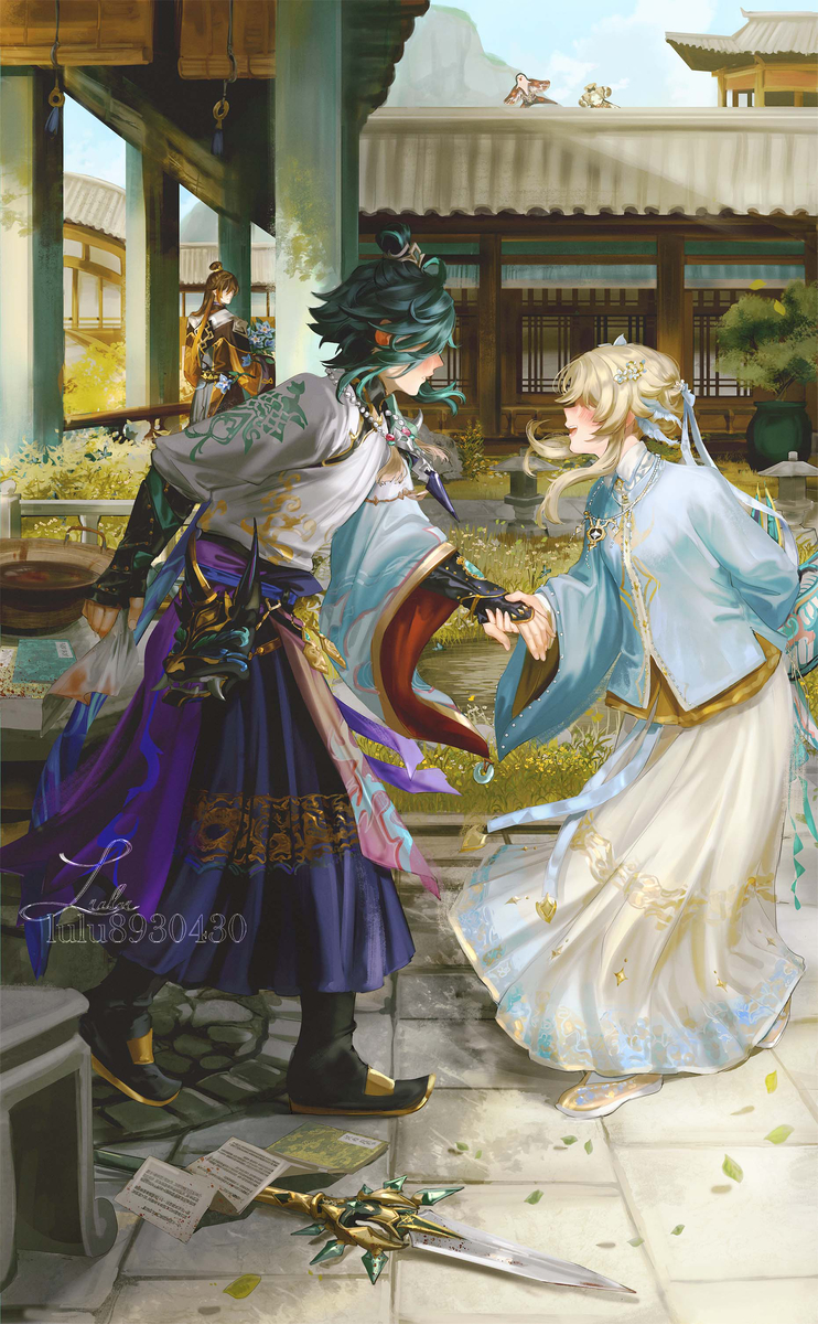 This is a pixiv picture whose title is 一緒に凧を揚げよう.