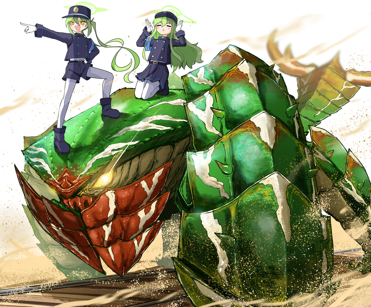 This is a pixiv picture whose title is 橘姉妹と重甲虫（Skeb）.