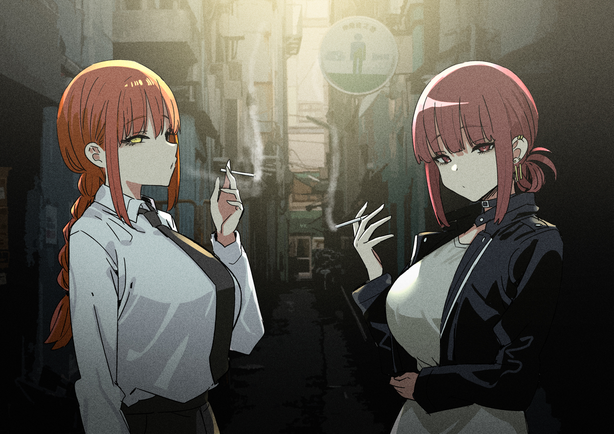 This is a pixiv picture whose title is マキマと田山.