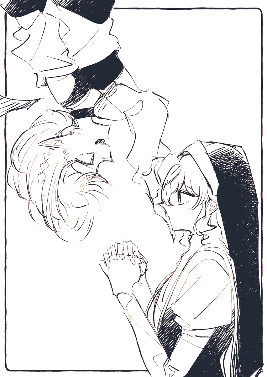 This is a pixiv picture whose title is 吸血鬼とシスター.