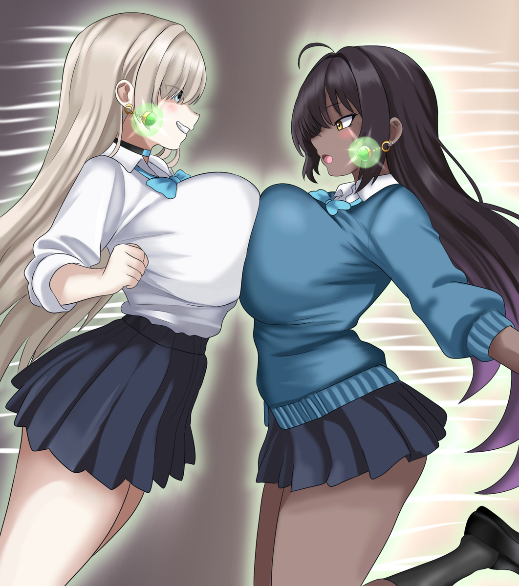 This is a pixiv picture whose title is Karin and Asuna Potara fusion.