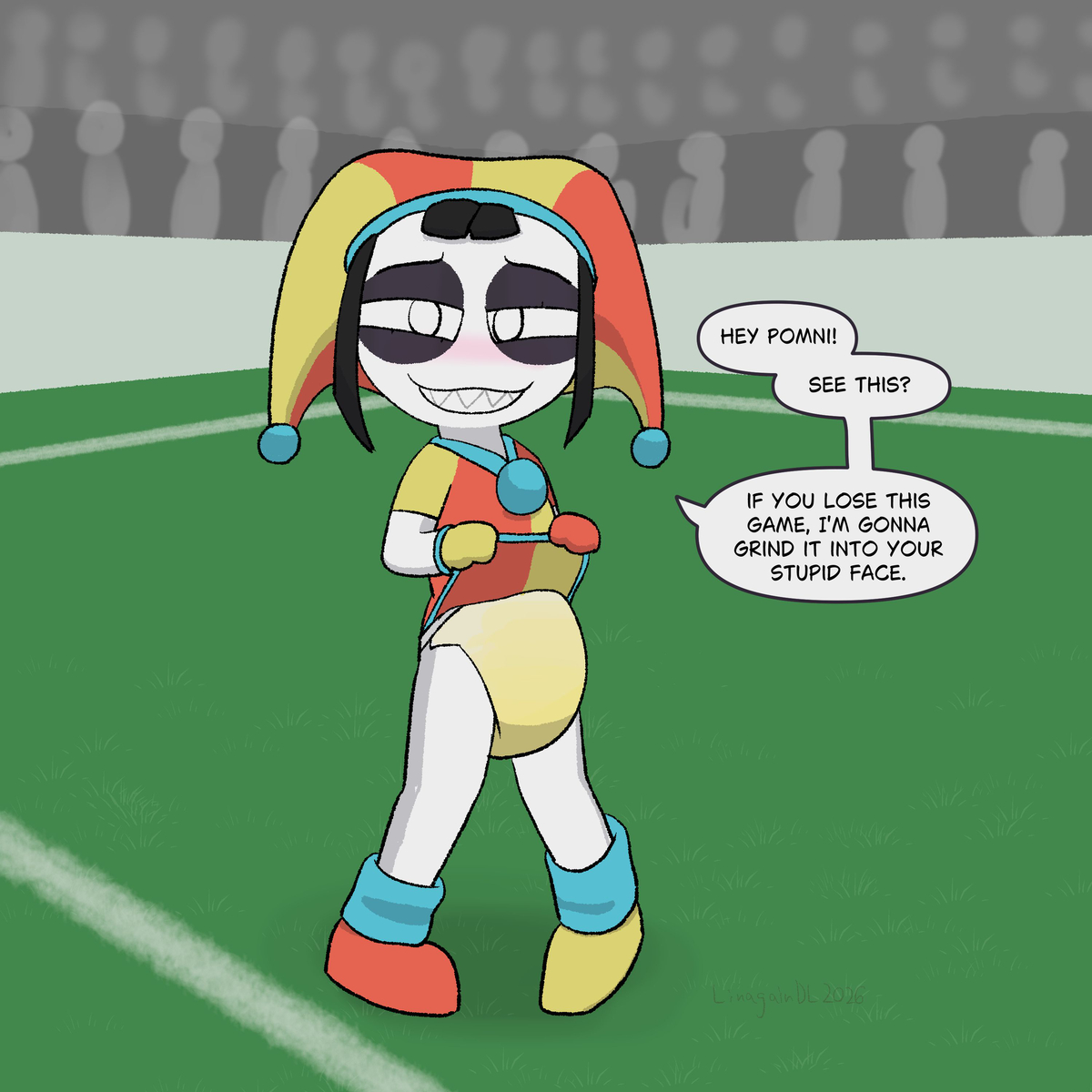 This is a pixiv picture whose title is Evil Pomni.