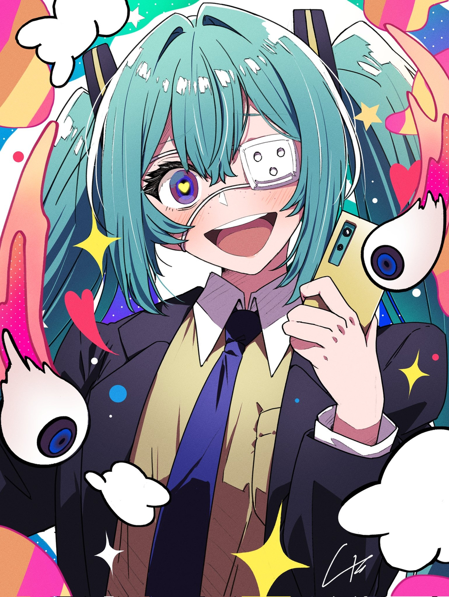 This is a pixiv picture whose title is 『モニタリング』.