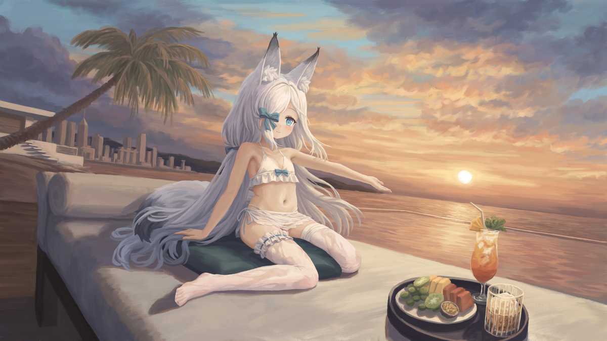 This is a pixiv picture whose title is 泳衣换装.