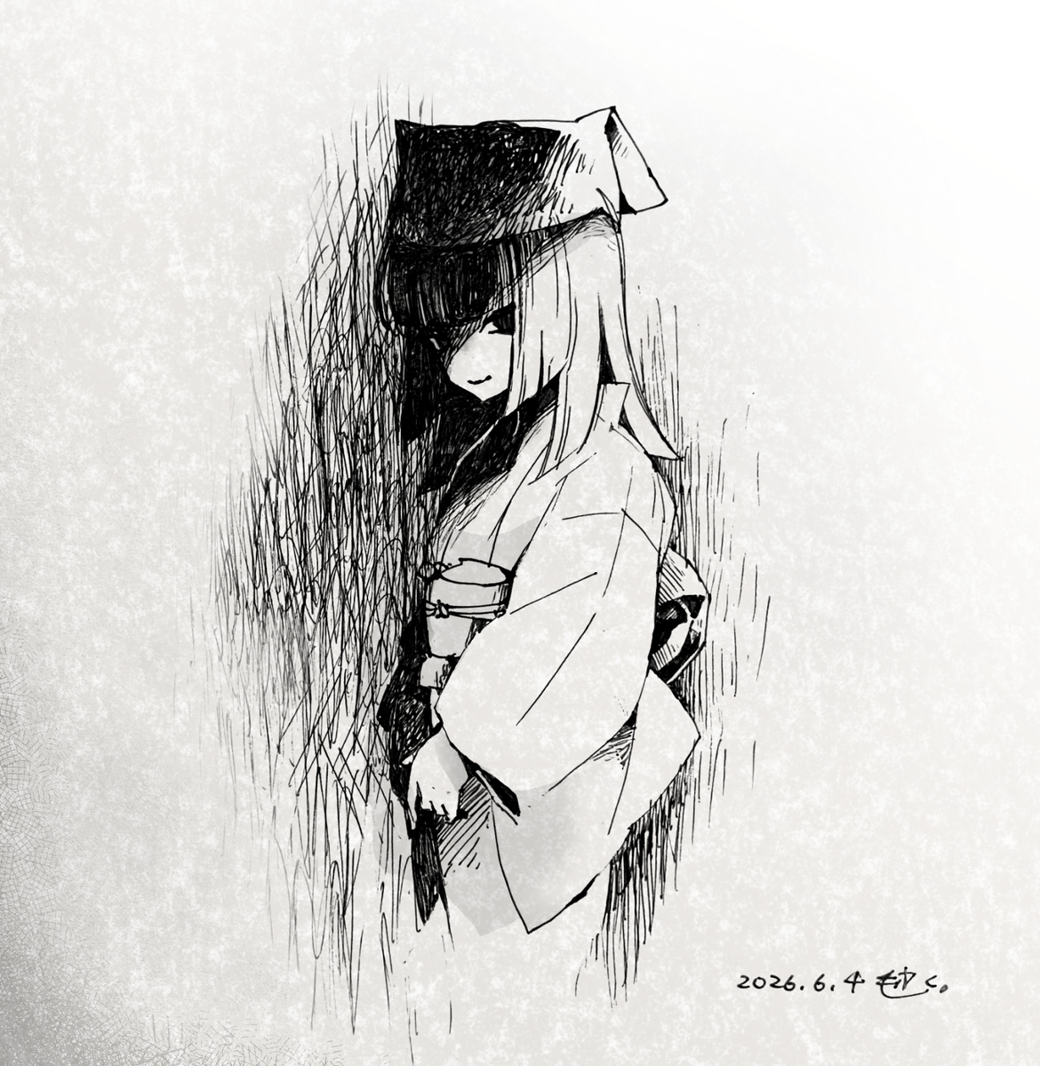 This is a pixiv picture whose title is 利休さんと駒ちゃんと着物とか扇とかいいよねって落書き。.