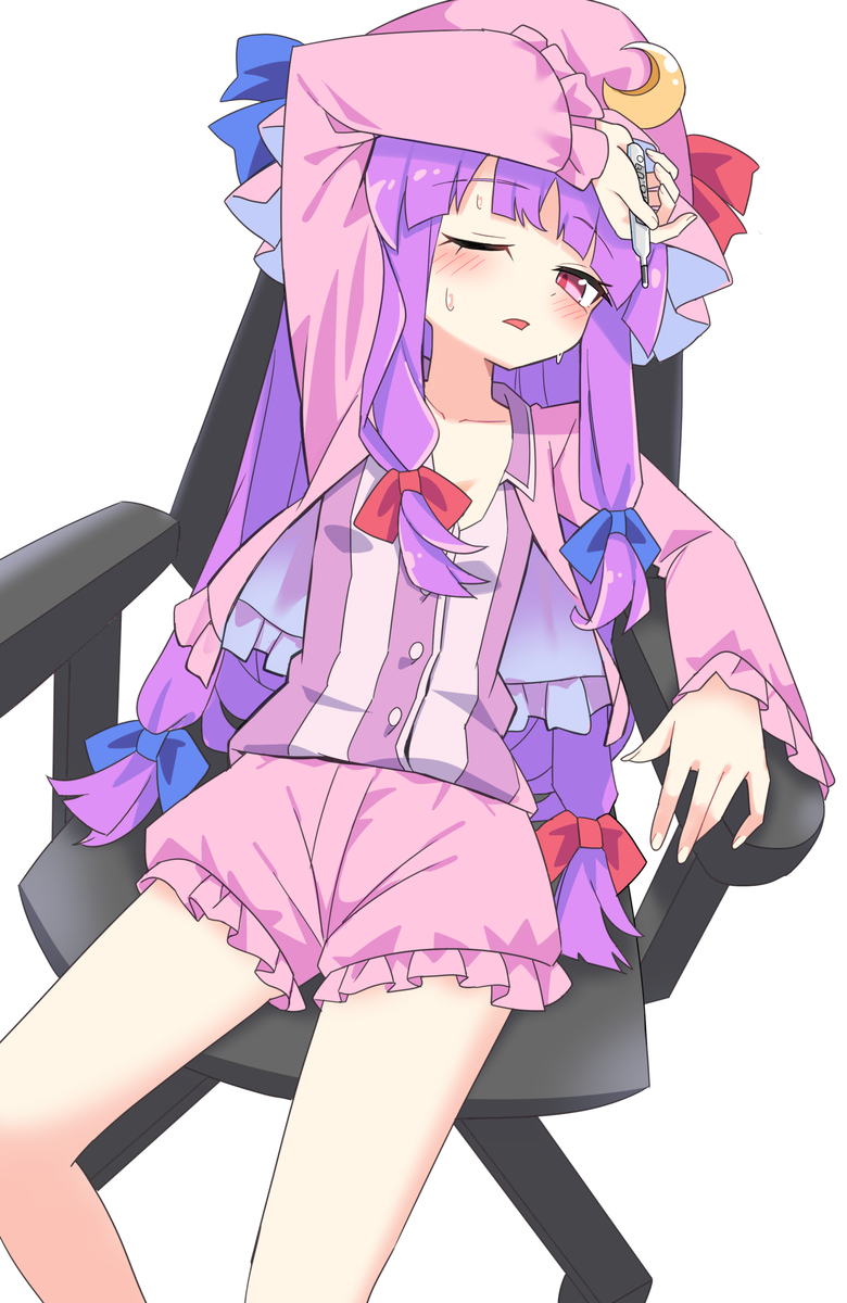 This is a pixiv picture whose title is 熱っぽい貧相パチュリー.