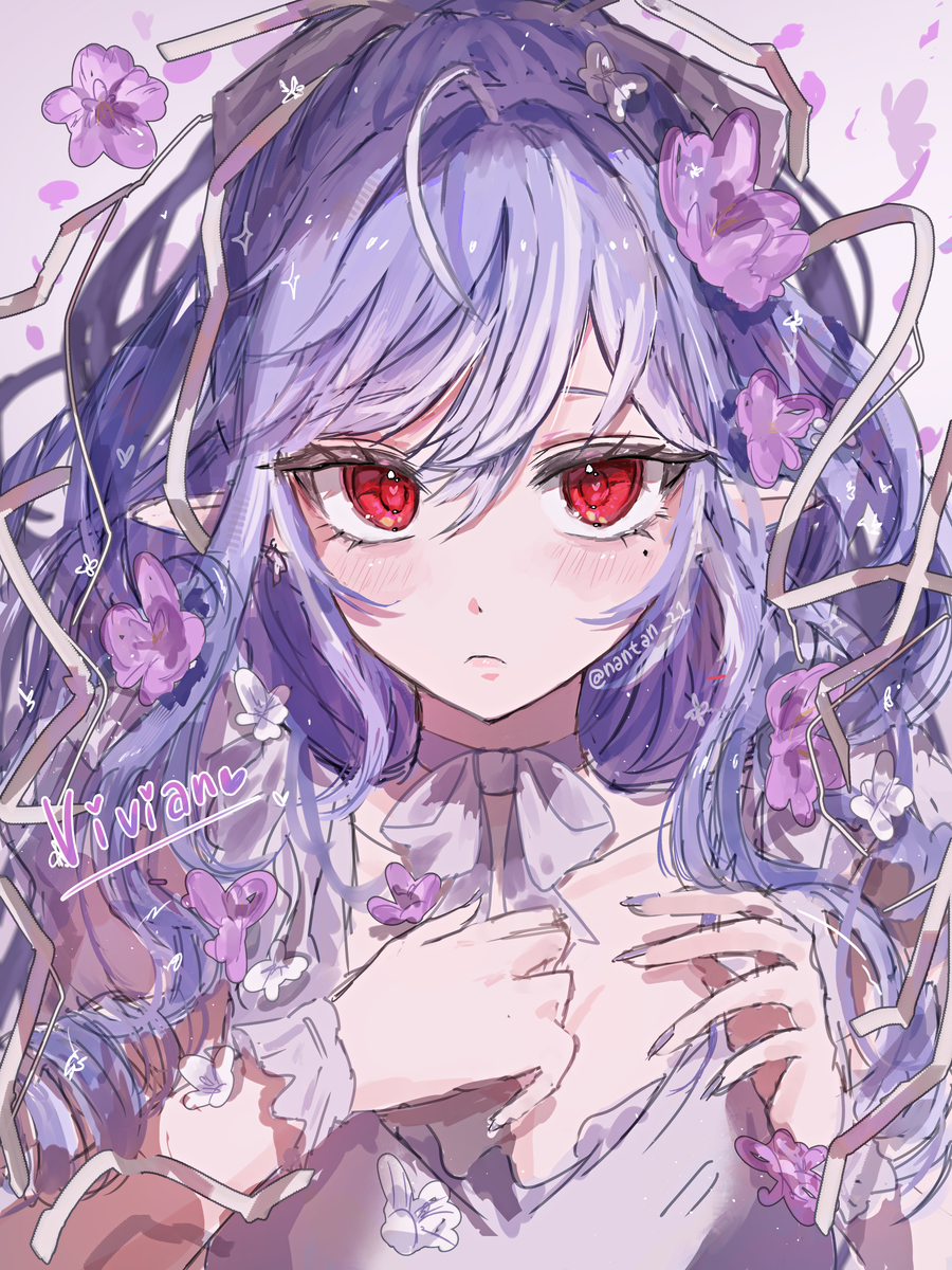 This is a pixiv picture whose title is ビビアンちゃん💜🤍🌸.