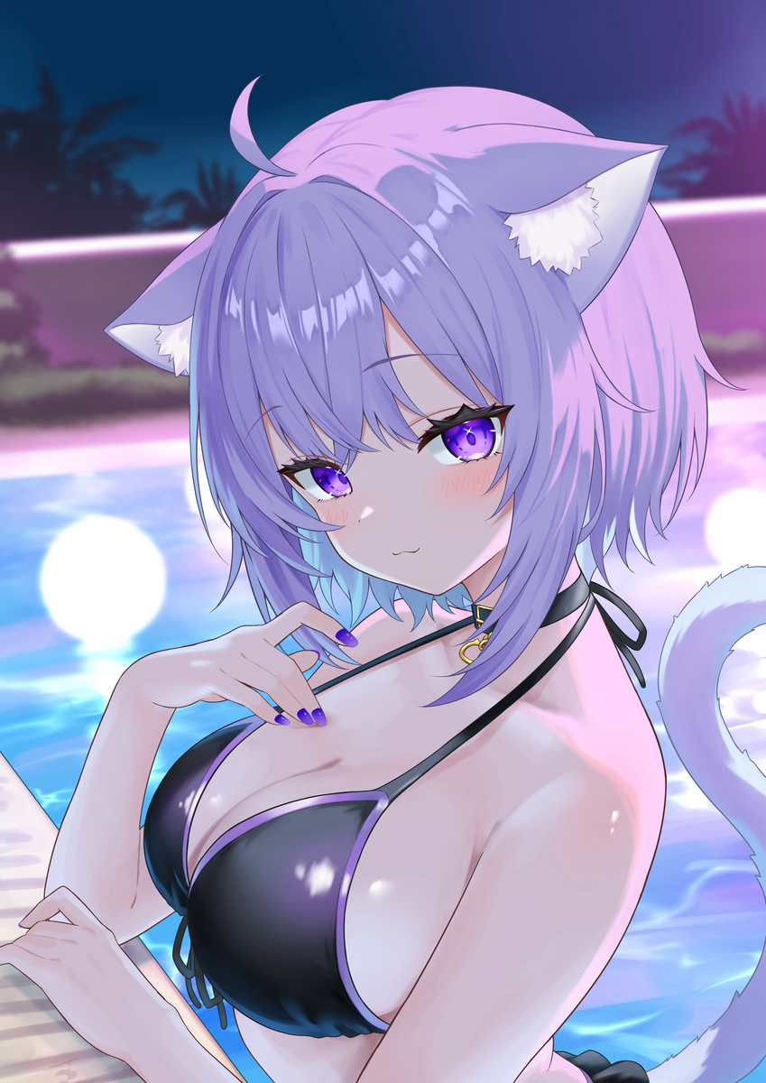 This is a pixiv picture whose title is おにゃにゃ〜、どこ見てるの〜？.