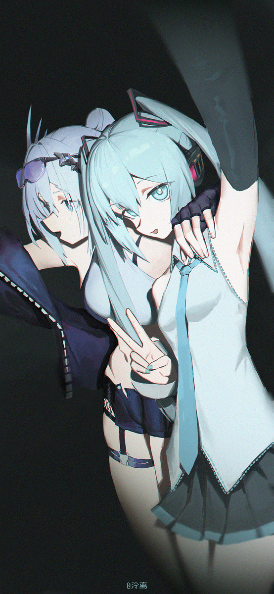 This is a pixiv picture whose title is miku x SilverWolf LV999.