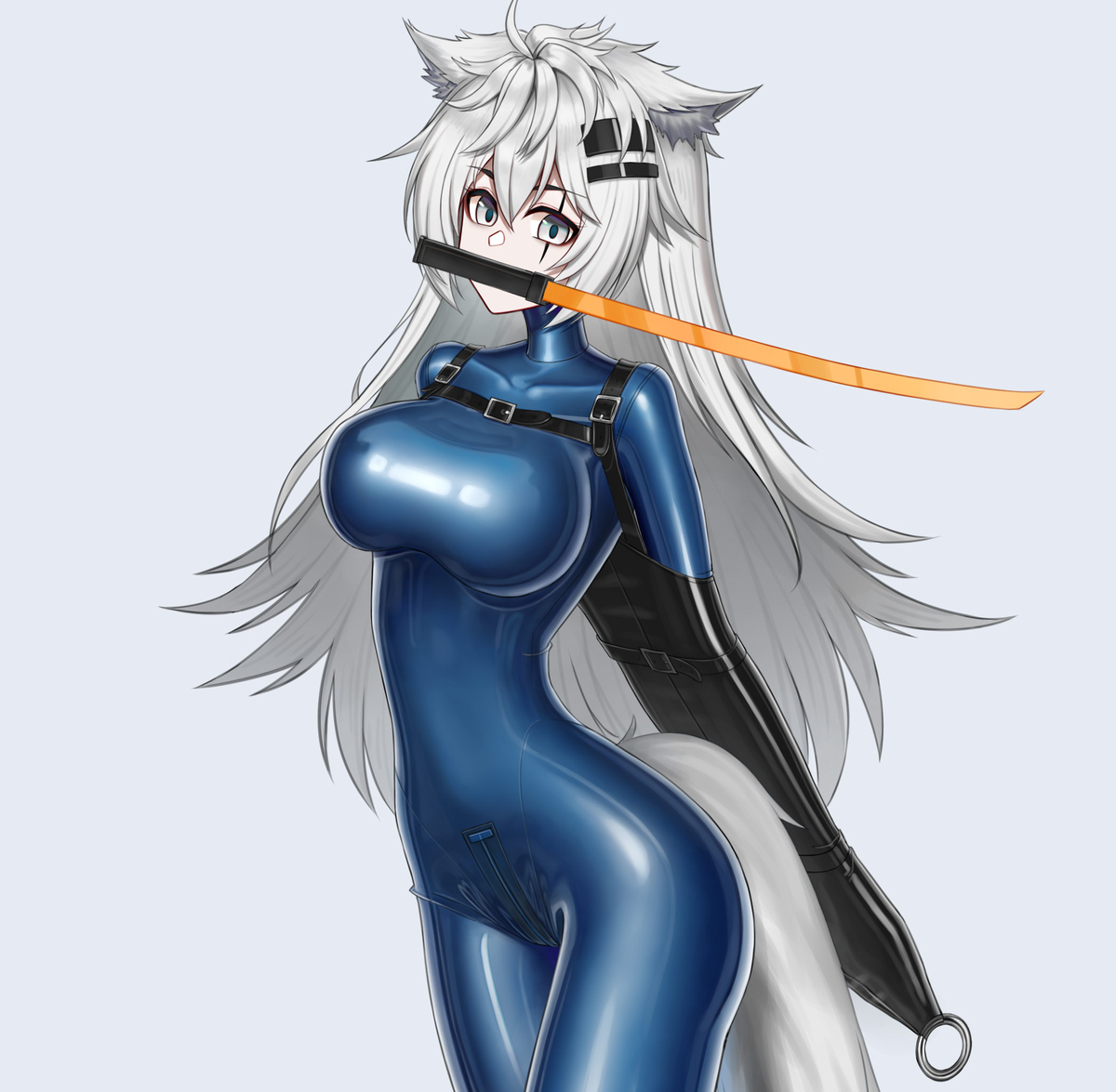 This is a pixiv picture whose title is 稿件-胶衣芭蕾靴拉狗.