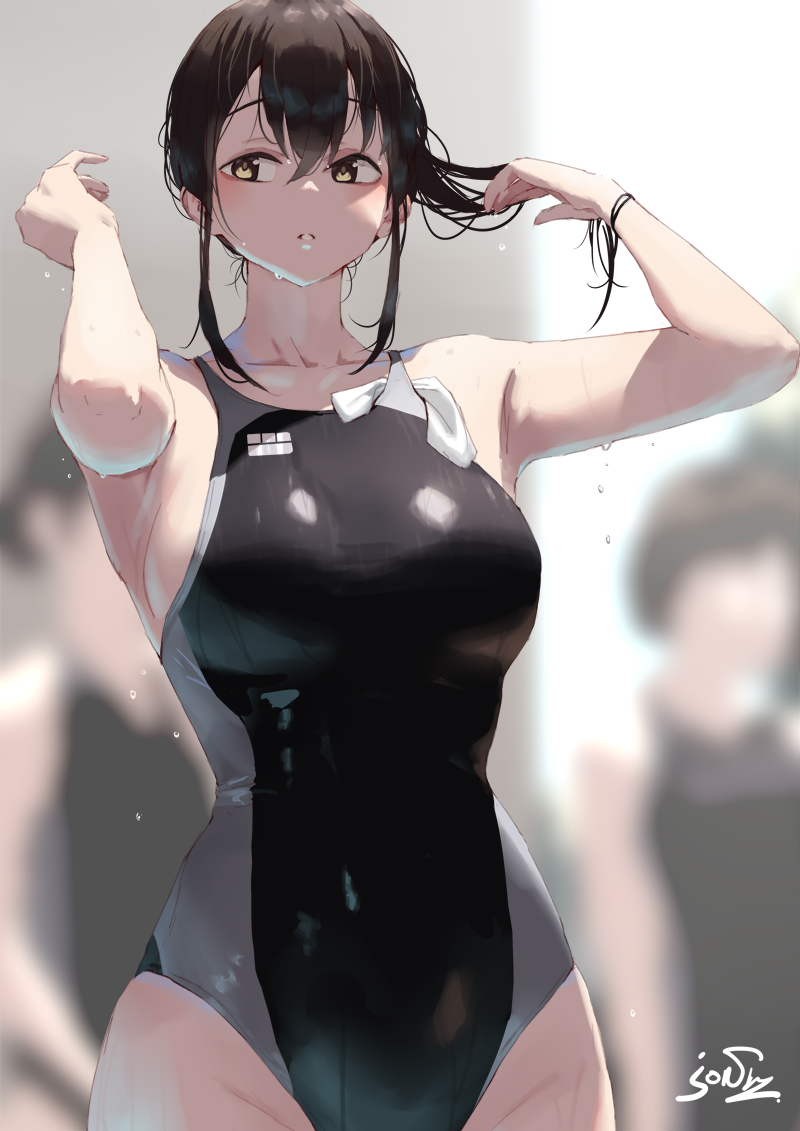 This is a pixiv picture whose title is 表情無防備系競泳女子.