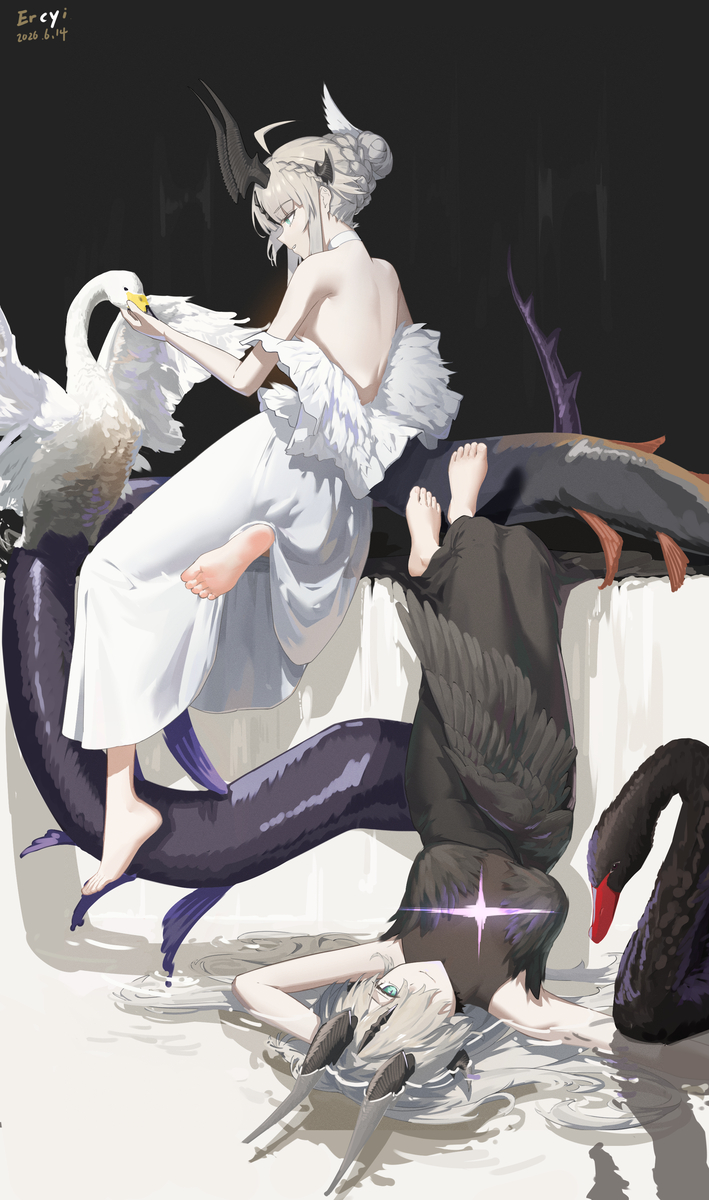 This is a pixiv picture whose title is 又叕画了红龙姐妹.