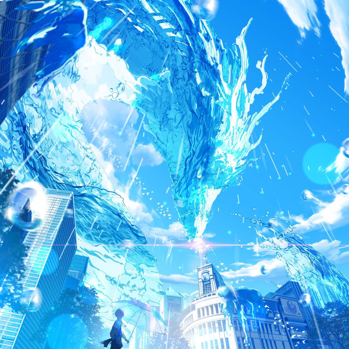 This is a pixiv picture whose title is 竜神さま雨を降らせて☔.