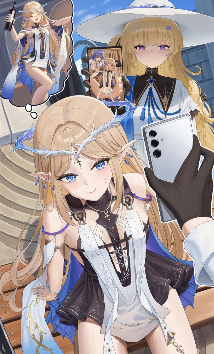 This is a pixiv picture whose title is 카르티시아의 술버릇.