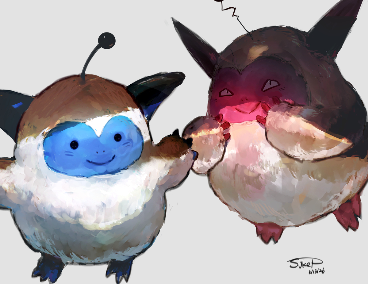This is a pixiv picture whose title is わたぼう＆ワルぼう.
